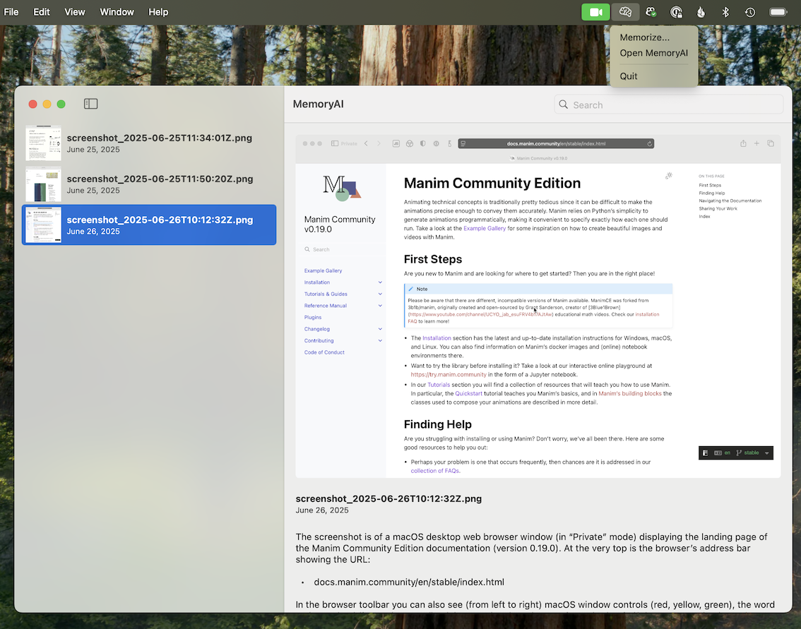 screenshot showing initial macOS app